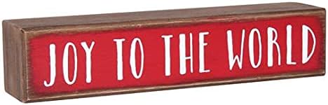 'Joy to the World' Rustic Shelf Sitter Block Sign - Small Wooden Christmas Sign