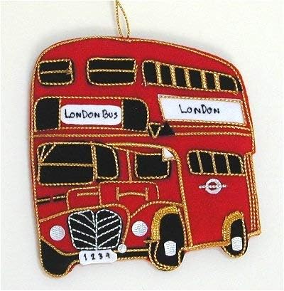 - Red London Double Decker Bus - Embroidered Christmas Ornament