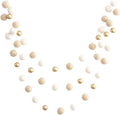 "Vanilla Gold" Handmade Felt Ball Christmas Garland by Sheep Farm Felt- Cream, Ivory, and Gold Wool and Wood Felt Ball Metallic garland- 2.5 cm felt balls
