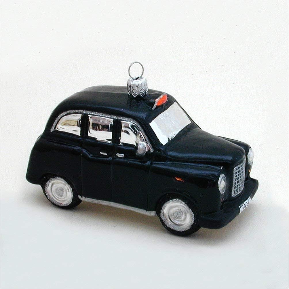 - Hackney Carriage - British Taxi - Glass Christmas Ornament - Hand Blown in Poland
