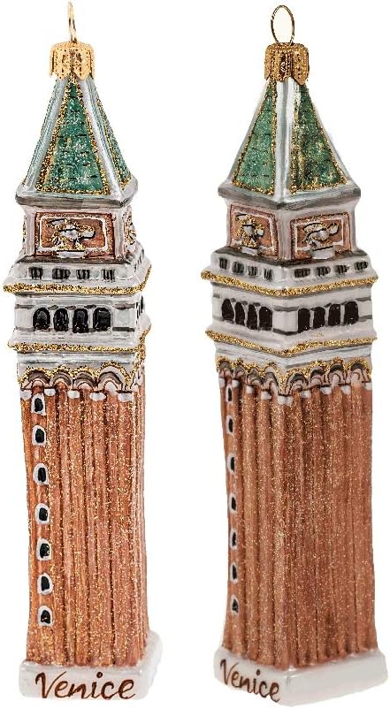 - Saint Mark's Bell Tower - Glass Christmas Ornament - Hand Blown in Poland