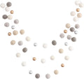 "Neutral Luxe" Handmade Felt Ball Christmas Garland by Sheep Farm Felt- White, Ivory, Cream, Gray, Gold and Silver Wool and Wood Felt Ball Metallic garland. 2.5 cm balls.