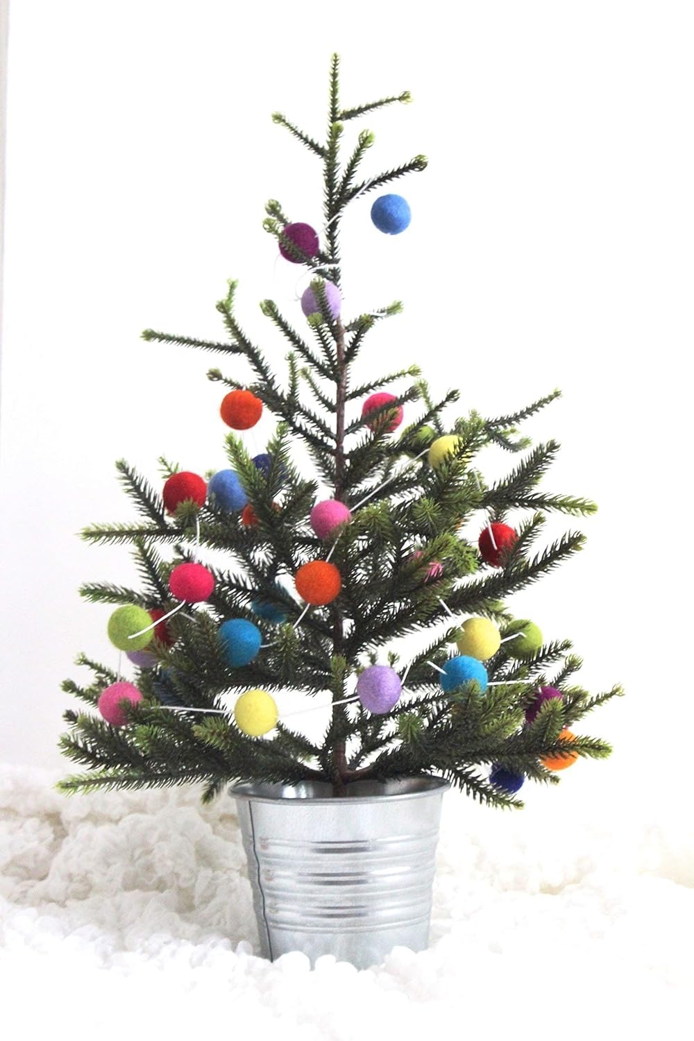 "All The Jingle Bells & Whistles" Christmas Felt Ball Garland by Sheep Farm Felt- Multicolored Christmas Tree trim. 2.5 cm balls.